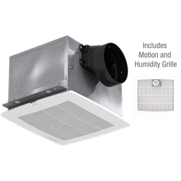 Greenheck - SP-A90-130MH-VG-QD - Bathroom Exhaust Fan, Constant CFM with Motion and Humidity Grille, Model SP-A90-130MH, Vari-Green EC Motor, 115V, 1Ph, 90-130 CFM