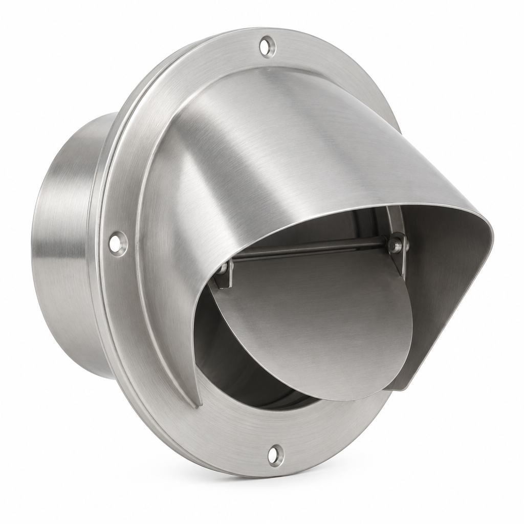 Canarm SWV150 6" Stainless Steel Wall Cap With Backdraft Flapper